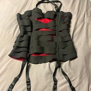 Hips & Curves black bandage corset red sheet mesh Size 1X
